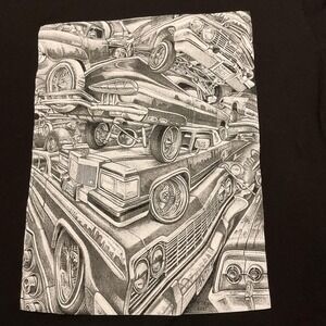 Pro Athletic Shirt Mens Large Black Lowrider Cars Graphic Tee Urban Art
